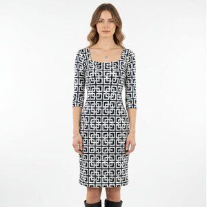 Lilly Pulitzer 100% Silk 3/4 Length Sleeve Geometric Print Dress 4